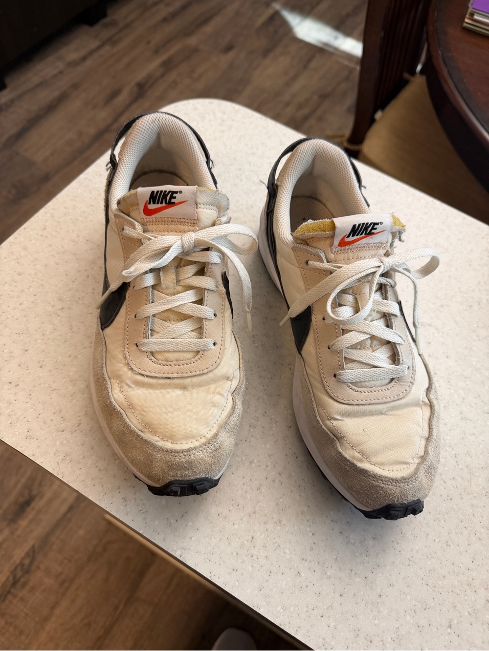 Nike Waffle Debut Women's Cream, Black and Orange Accent Sneakers